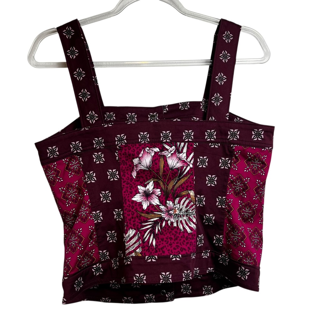 White House Black Market Mixed Print Floral Leopard Button Front Camisole Top 6 - Picture 5 of 5